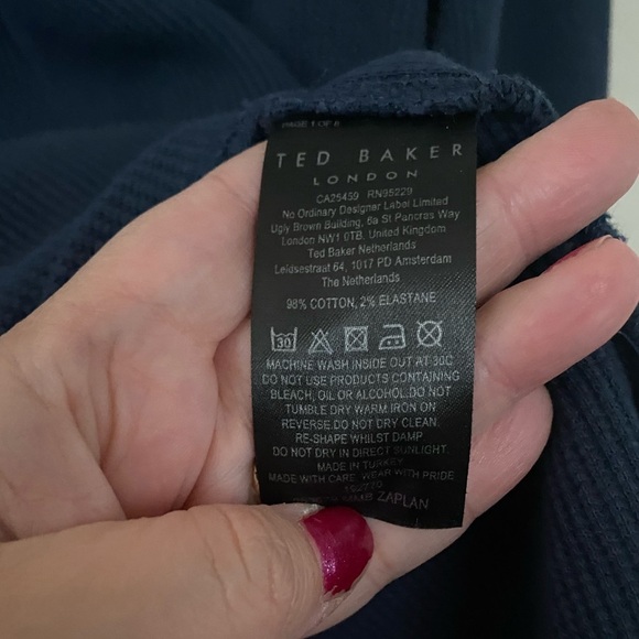 Ted Baker London Navy Blue Waffle Knit Thermal Men’s Size 5 XL Long Sleeves - Picture 5 of 9